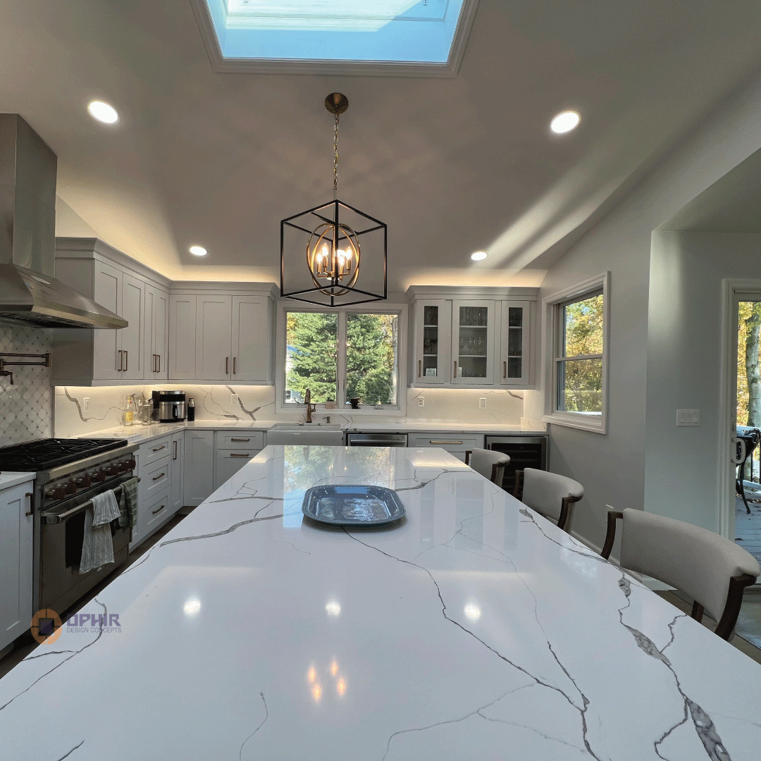 long granite kitchen island countertop